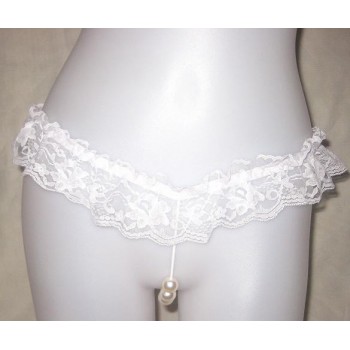 String Perle Dentelle Blanc