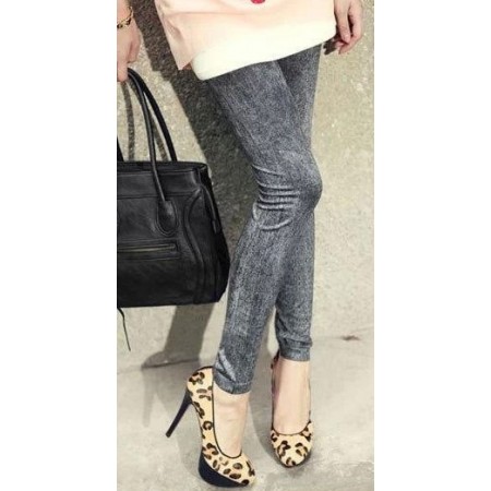 Leggings Sexy Jeans Gris Noir