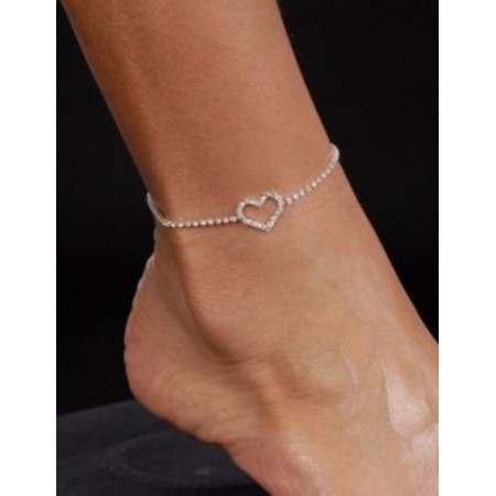 Bracelet Cheville COEUR Argent